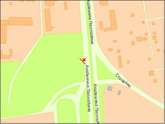 Схема рекламной плоскости по адресу Палладіна пр. - ул. Синеозерная, 1-52 напротив