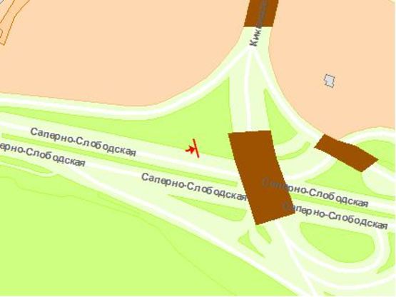 Схема рекламной плоскости по адресу Сапернo-Слoбодская ул. 80 м от ул. Киквидзе к Южному мосту