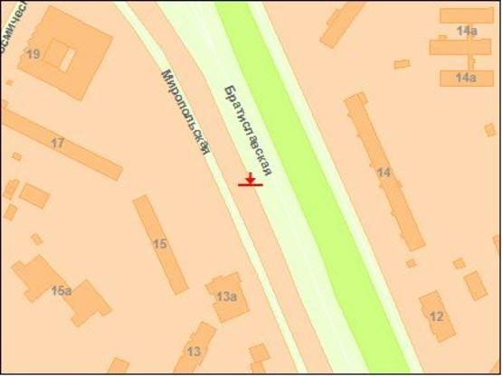 Схема рекламной плоскости по адресу Братиславская ул. - Мирoпольская ул. 13а