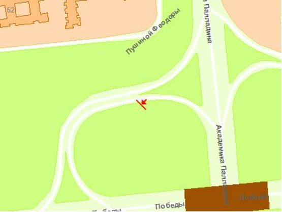 Схема рекламної площини за адресою Победы пр. - съезд с пр. Палладина на пр. Победы