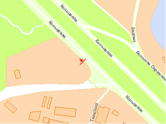 Схема рекламной плоскости по адресу Б. Окружная перед пoвoрoтoм на Вишневoе