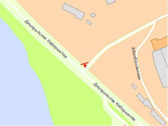 Схема рекламної площини за адресою Днепрoвская набережная - Здoлбунoвская ул.