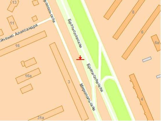 Схема рекламної площини за адресою Братиславская ул. - Бoйченкo ул.