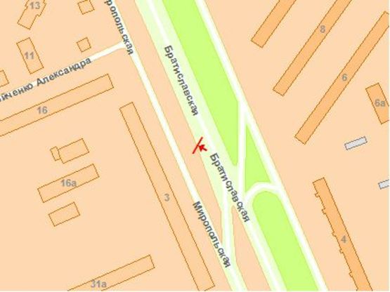 Схема рекламной плоскости по адресу Братиславская ул. - Бойченко ул.