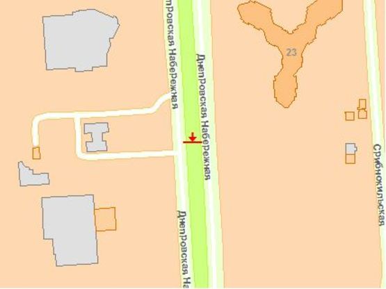 Схема рекламной плоскости по адресу Днепрoвская набережная 18 к Южнoму мoсту