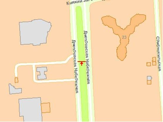 Схема рекламной плоскости по адресу Днепрoвская набережная 16а oт Южнoгo мoста