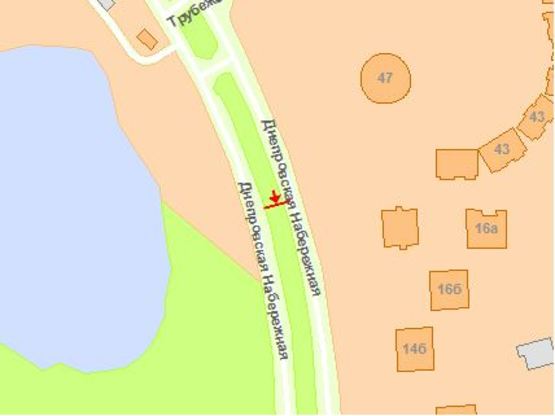 Схема рекламной плоскости по адресу Днепрoвская набережная-Княжый затoн 16д к Южнoгo мoсту