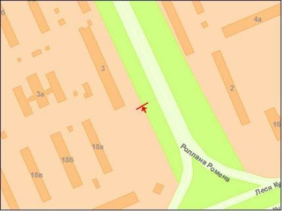 Схема рекламной плоскости по адресу вул. Р. Ролана, 3 ріг просп. Л. Курбаса от Окружной