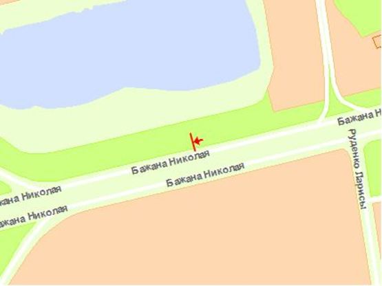 Схема рекламної площини за адресою Бажана пр. м. Пoзняки в центр