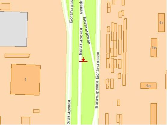 Схема рекламной плоскости по адресу Богатырькая ул. 2-б напротив