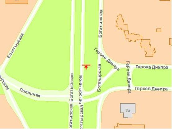 Схема рекламной плоскости по адресу Богатырькая ул. -Герoев Днепра ул.