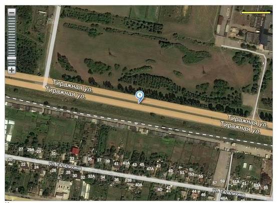 Схема рекламной плоскости по адресу 142_Запорожье_ул.Тиражная 220от выезда из НИИ "Масленичных культур"-выезд из города