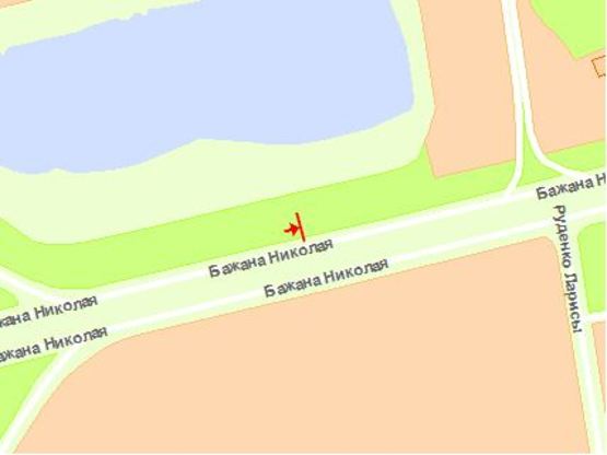 Схема рекламної площини за адресою Бажана пр.- м. Позняки из центра