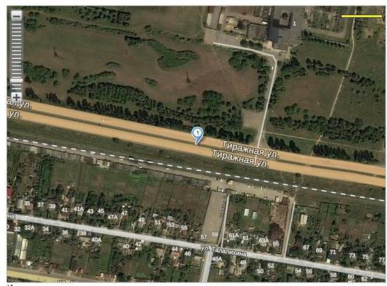 Схема рекламної площини за адресою 143_Запорожье_ул.Тиражная 80от выезда из НИИ "Масленичных культур"-въезд в город