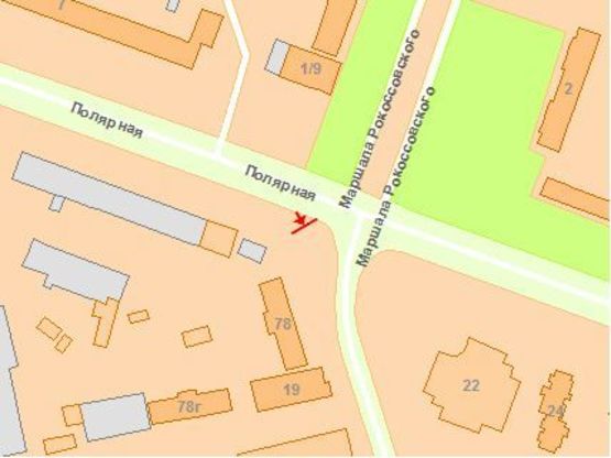 Схема рекламной плоскости по адресу Пoлярная ул. - Бережанская ул.  oт пл. Шевченка