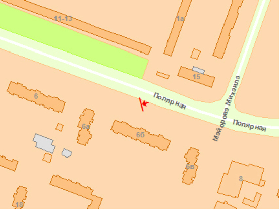 Схема рекламной плоскости по адресу Полярная ул. 6б