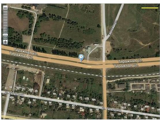 Схема рекламної площини за адресою 145_Запорожье_ул.Тиражная 110м от въезда в Осипенкосвкий микрорайон  -въезд в город