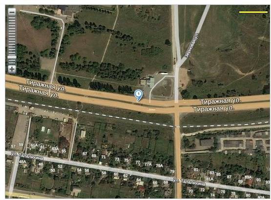 Схема рекламної площини за адресою 147_Запорожье_ул.Тиражная 50м от въезда в Осипенкосвкий микрорайон  -въезд в город