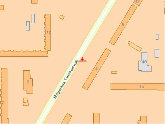 Схема рекламной плоскости по адресу Маршала Тимошенко ул. 4