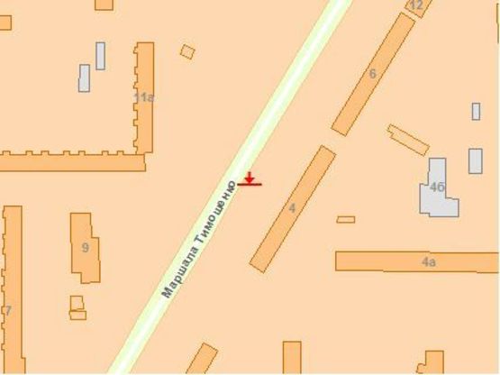 Схема рекламної площини за адресою Маршала Тимошенко ул. 4