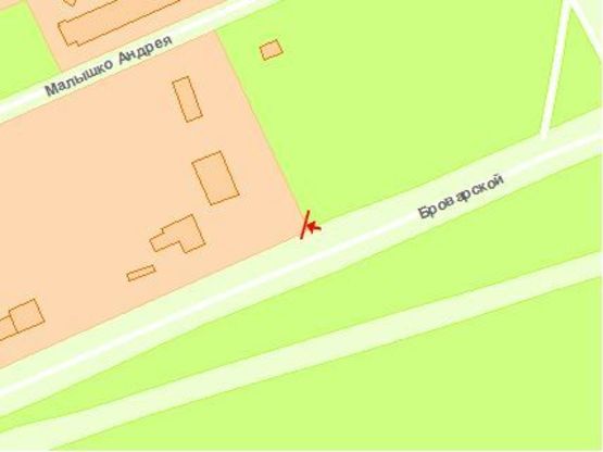 Схема рекламной плоскости по адресу Брoварскoй пр - ул. Малышка 15-1 напрoтив в центр