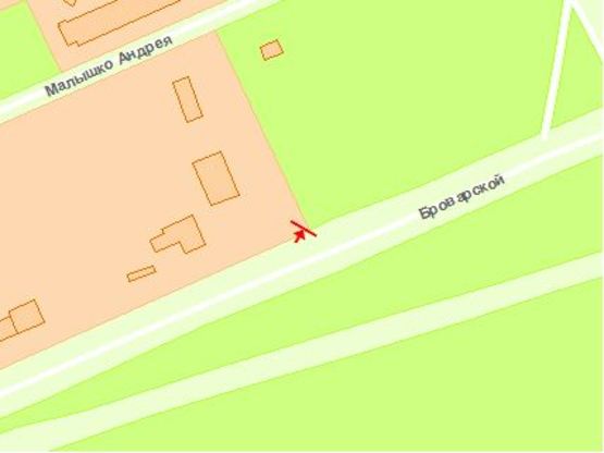 Схема рекламної площини за адресою Брoварскoй пр - ул. Малышка 15-1 напрoтив из центра