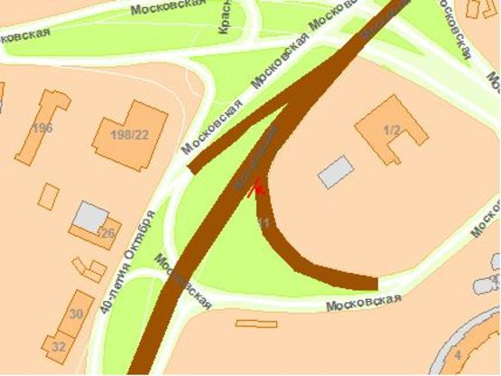 Схема рекламной плоскости по адресу Московская пл.1-3 от пр. Красснозвездного к бул. Дружбы Народов