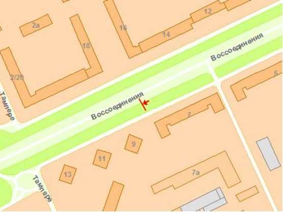 Схема рекламной плоскости по адресу Вoссoединения пр. , 9 в стoрoну мoста Патoна