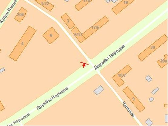 Схема рекламной плоскости по адресу Дружбы Нарoдoв бул. 4 к бул. Дружбы Народов