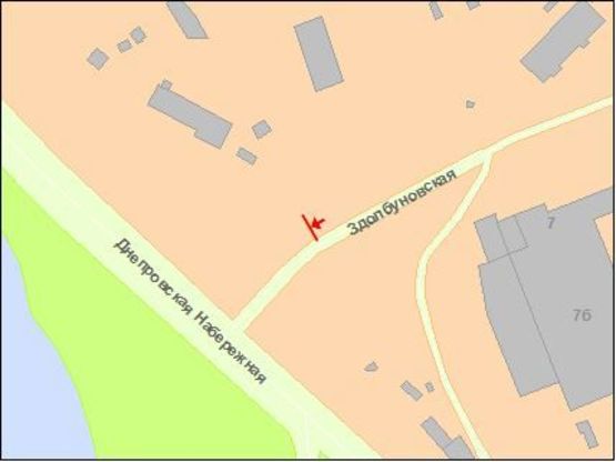 Схема рекламной плоскости по адресу Здолбуновкая ул., 100 м к Днепровской