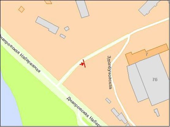 Схема рекламной плоскости по адресу Здолбуновкая ул., 100 м от Днепровской справа Новус