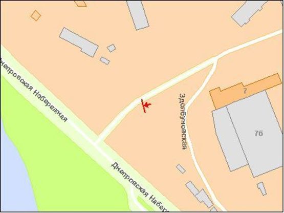 Схема рекламної площини за адресою Здолбуновкая ул., 100 м к Днепровской справа Новус