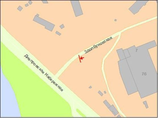 Схема рекламної площини за адресою Здолбуновкая ул., 100 м к Днепровской справа Новус