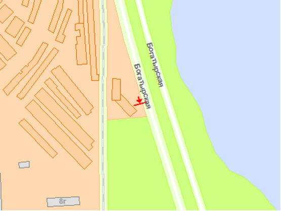 Схема рекламной плоскости по адресу Богатырькая ул., 1