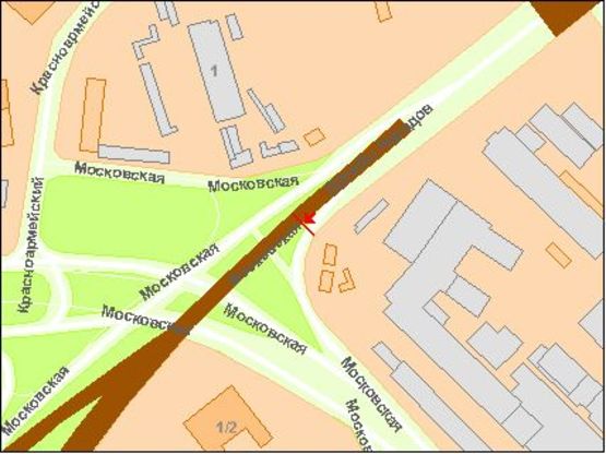 Схема рекламної площини за адресою Московская пл. 1 к ул. 40-я октября