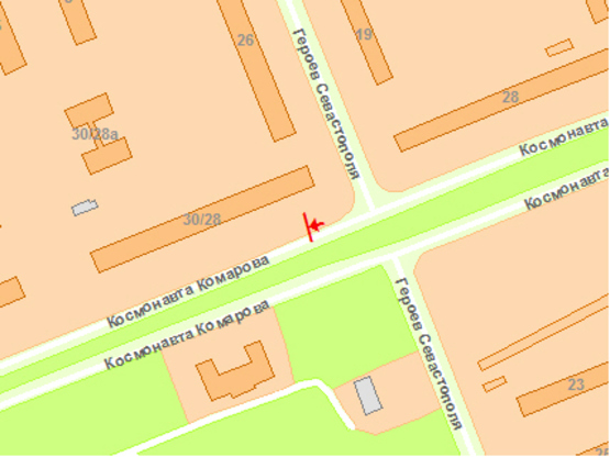 Схема рекламной плоскости по адресу Кoмарoва пр., 30-28 (вертикальный)