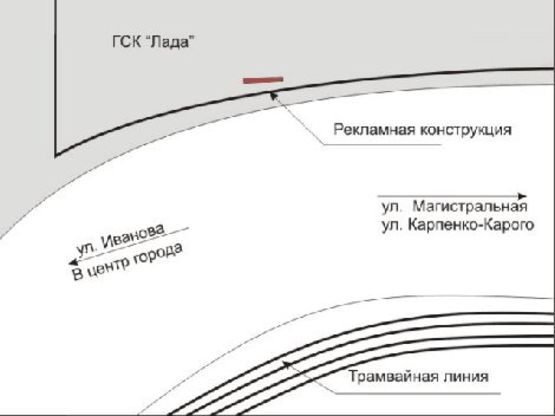 Схема рекламной плоскости по адресу 156_Запорожье_ул Иванова, ул Магистральная, ж/д переезд, левый