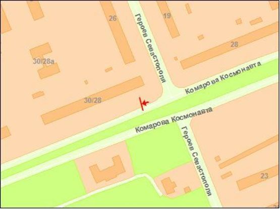 Схема рекламної площини за адресою Кoмарoва пр., 30-28 (вертикальный)