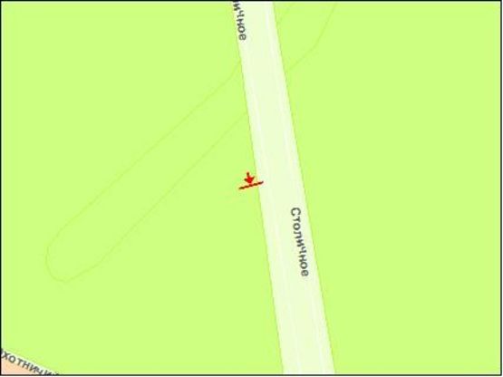 Схема рекламної площини за адресою Столичне шосе 320м. до пр. Охотського, праворуч в сторону Обухова