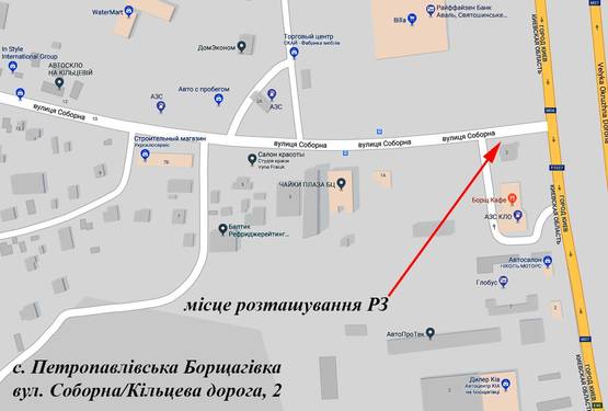 Схема рекламної площини за адресою Б. Окружная, 2 АЗС КЛО / ул. Соборная к Петропавловской Борщаговке