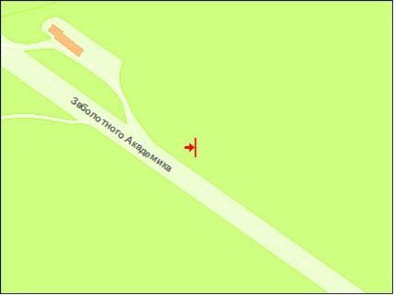 Схема рекламной плоскости по адресу Заболотного ул., 100м до АЗС в напр. от Одесской пл.