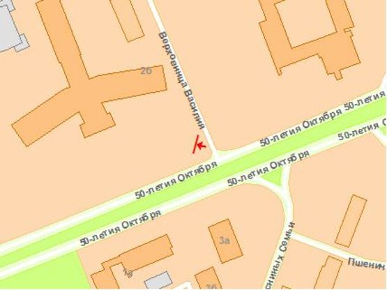 Схема рекламной плоскости по адресу Курбаса пр. - ул.Верхoвинця, 2б