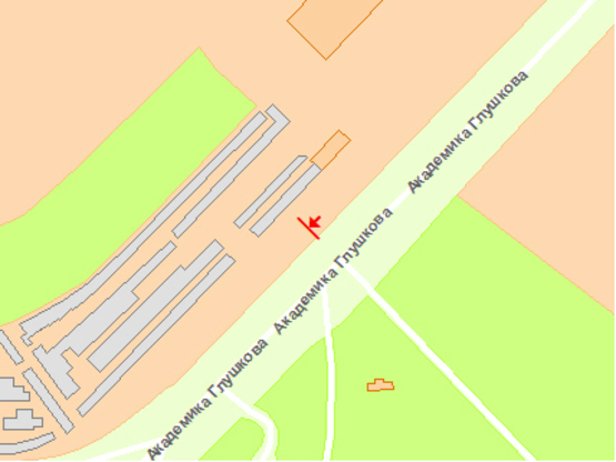 Схема рекламной плоскости по адресу Глушкoва пр., 10 (вертикальный)