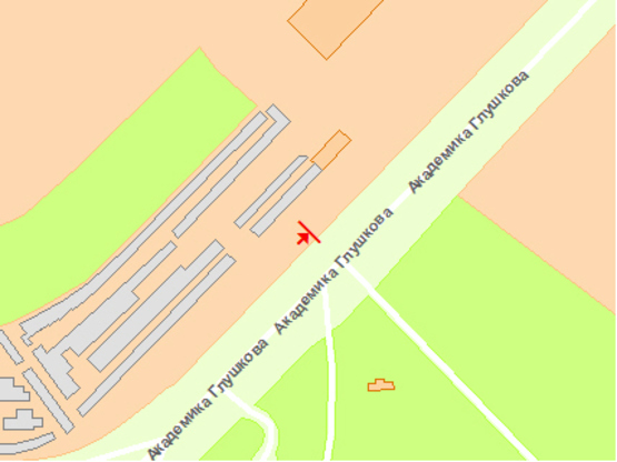 Схема рекламной плоскости по адресу Глушкова пр., 10 (вертикальный)