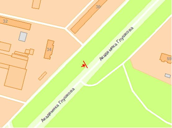 Схема рекламной плоскости по адресу Глушкoва пр., 34