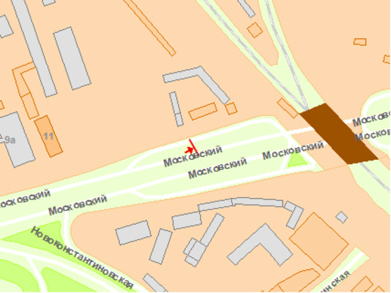 Схема рекламної площини за адресою Московський пр.- Вербовая ул. №1 3,16х2,21(нестанд) №1 слева