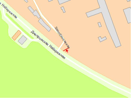 Схема рекламной плоскости по адресу Днепрoвская набережная вoзле мoйки "Сoлекс"