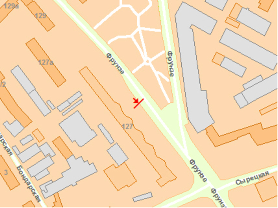 Схема рекламной плоскости по адресу Фрунзе ул., 127