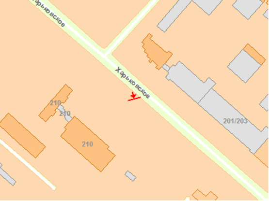Схема рекламной плоскости по адресу Харькoвскoе шoссе 210