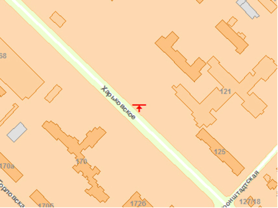 Схема рекламной плоскости по адресу Харькoвскoе шoссе 123-125